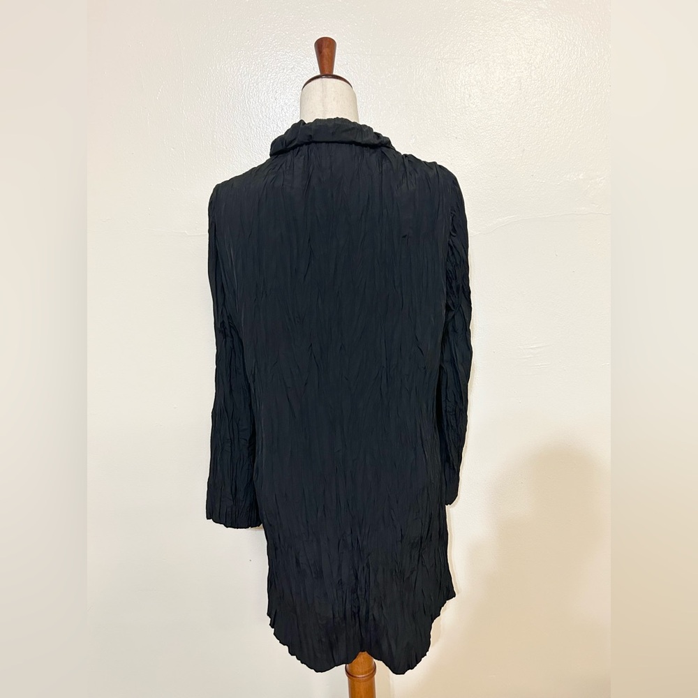 Base Black Crinkle Lightweight Jacket Blouse - image 3